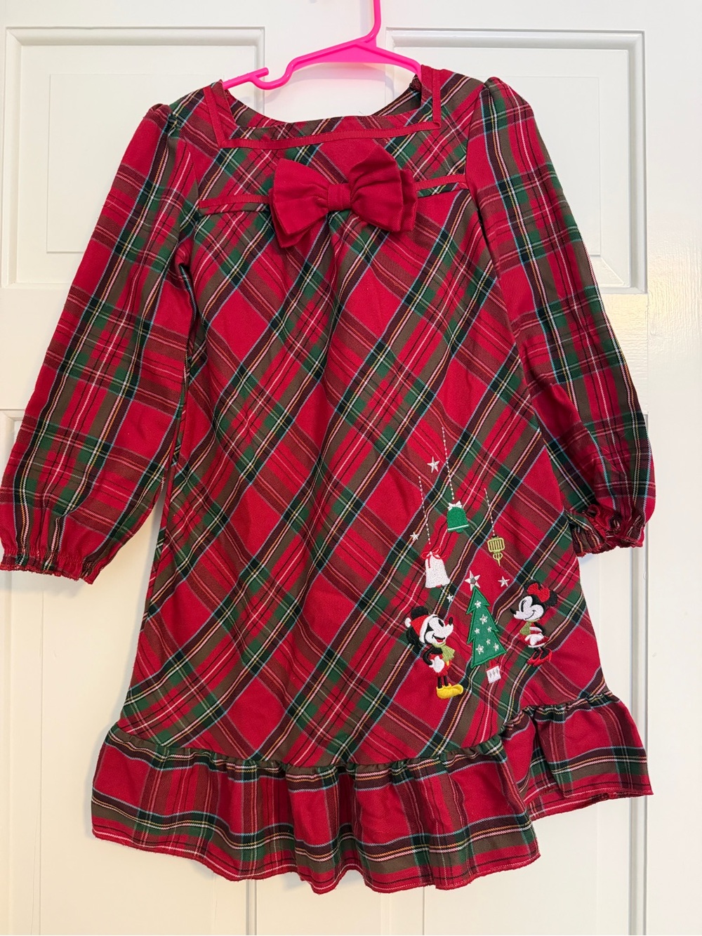 Disney Red Plaid Holiday Mickey & Minnie Nightgown with Bow